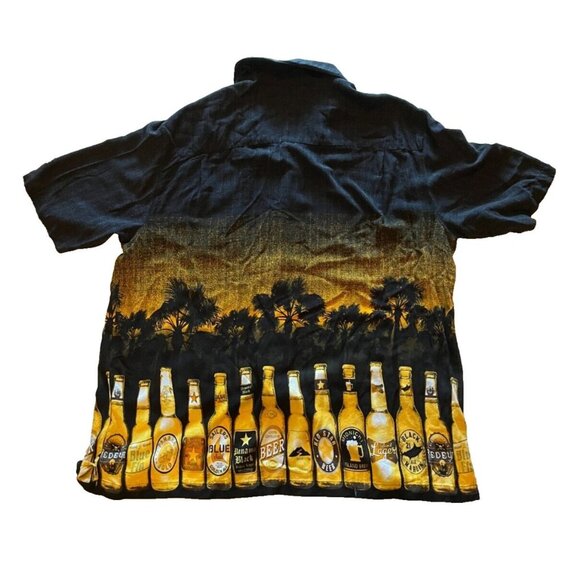 George XL 46- 48 Beer Bottle Shirt Black Party Rayon Bar Alcohol - Picture 2 of 6